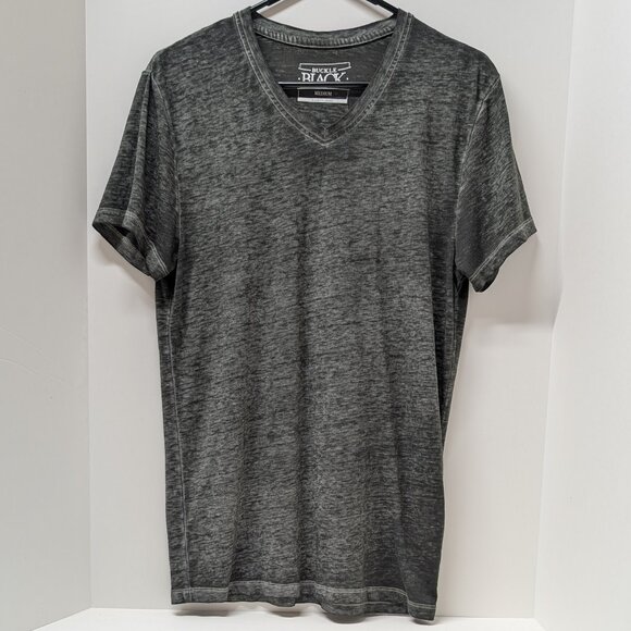 Buckle Black Men's V-Neck Short Sleeve Burnout Tee in Black - Picture 1 of 10